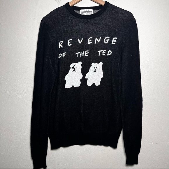 Teddy Fresh Men Sweater Small Black Revenge of the Ted Eye Patch Crewneck Pullov - Picture 1 of 9